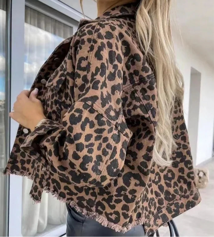 Leopard Print Denim Jacket