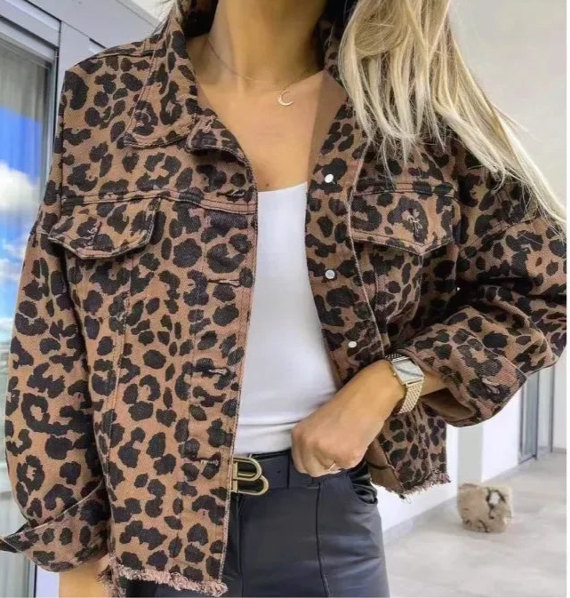 Leopard Print Denim Jacket